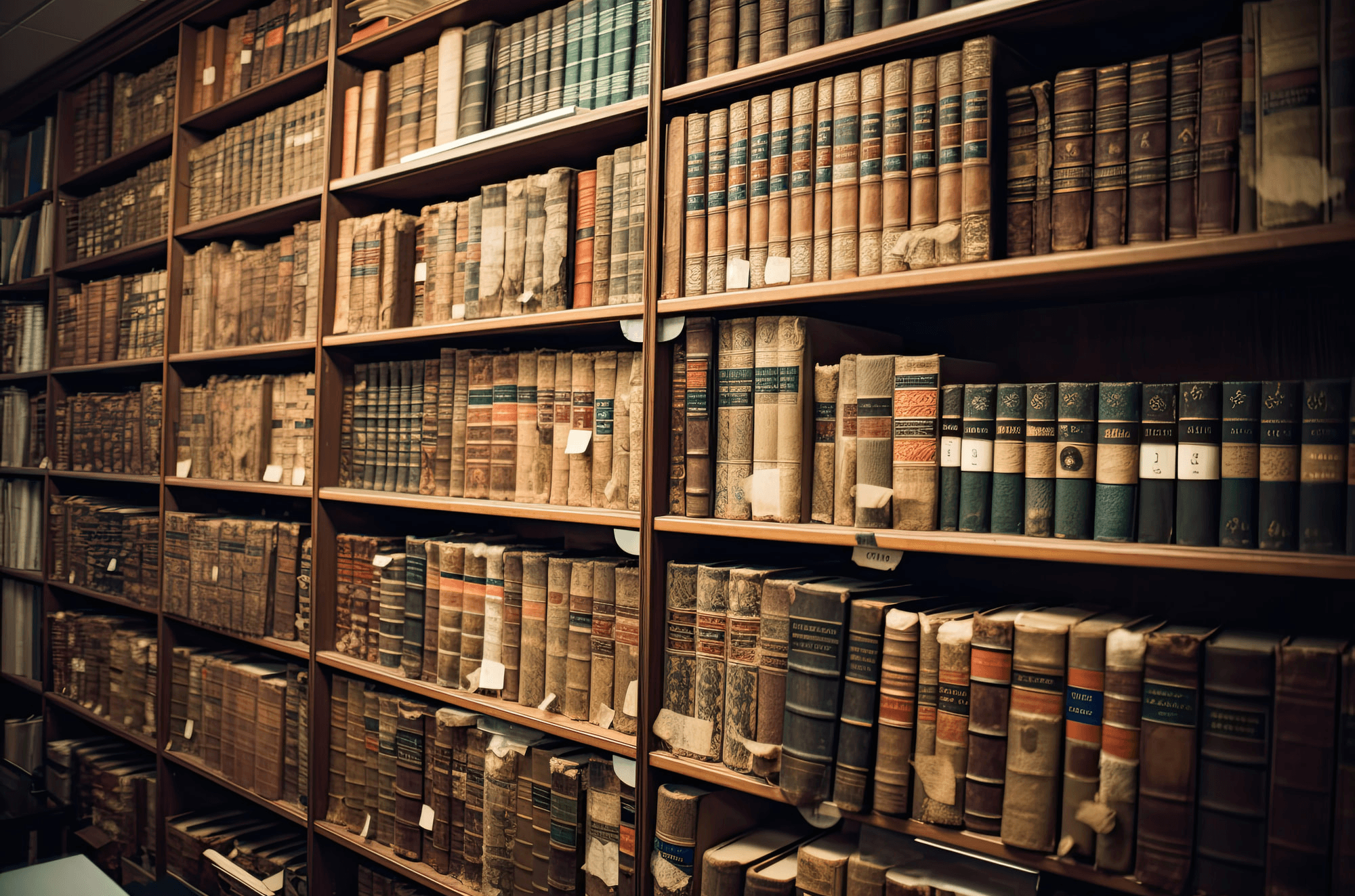 Shelves of books in a library